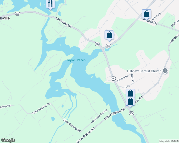 map of restaurants, bars, coffee shops, grocery stores, and more near 2949 Louisville Road in Louisville