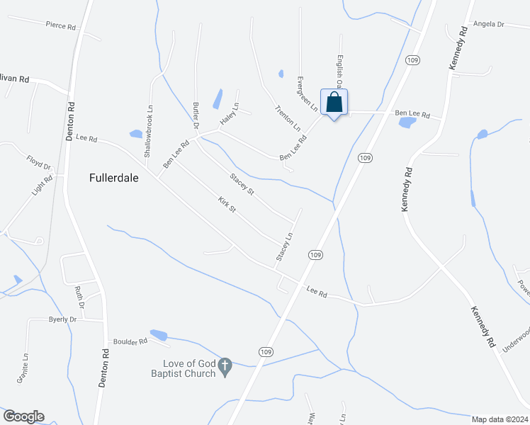 map of restaurants, bars, coffee shops, grocery stores, and more near 205 Stacey Street in Thomasville
