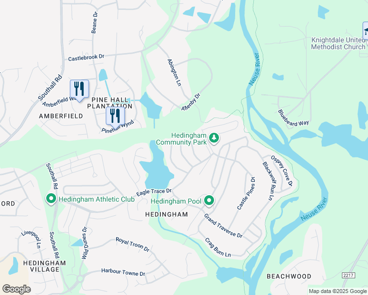 map of restaurants, bars, coffee shops, grocery stores, and more near 2154 Metacomet Way in Raleigh