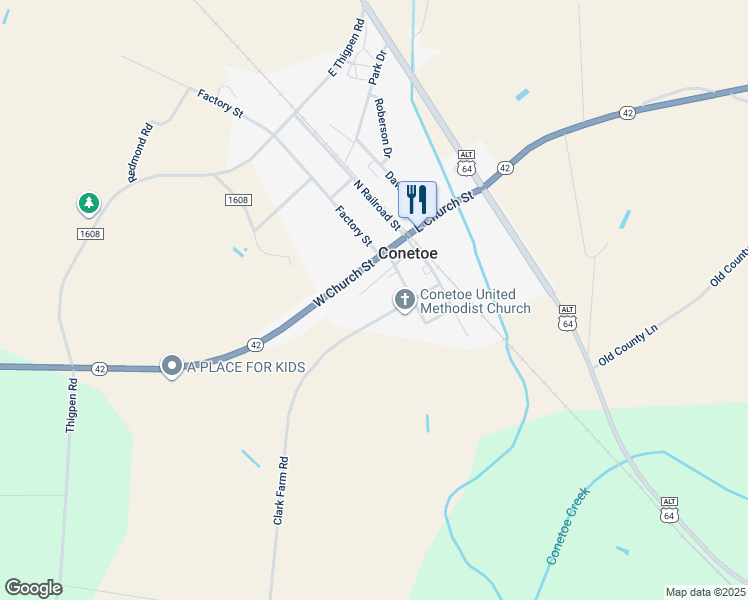 map of restaurants, bars, coffee shops, grocery stores, and more near Louise Street in Leggett