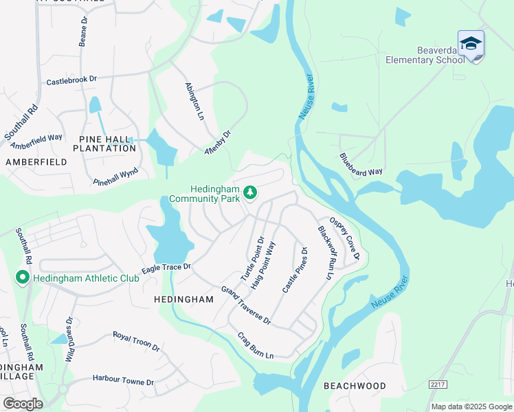 map of restaurants, bars, coffee shops, grocery stores, and more near 2325 Bay Harbor Drive in Raleigh