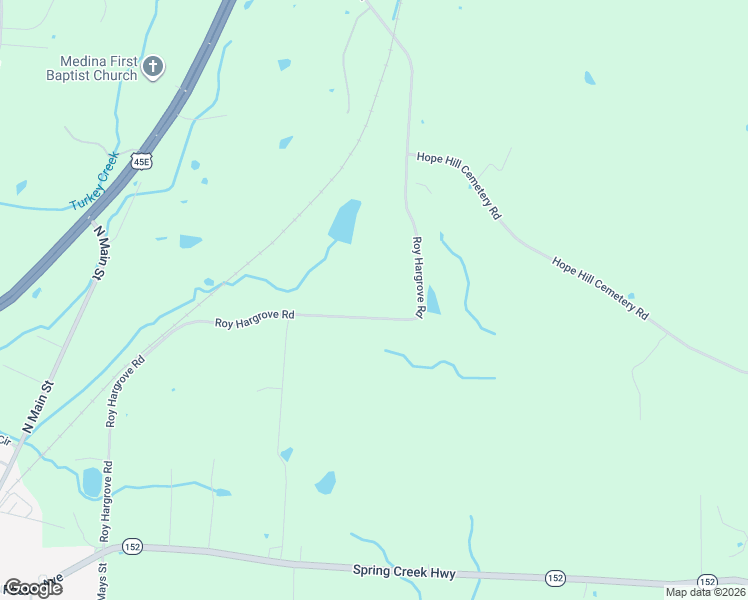 map of restaurants, bars, coffee shops, grocery stores, and more near 111 Roy Hargrove Road in Medina