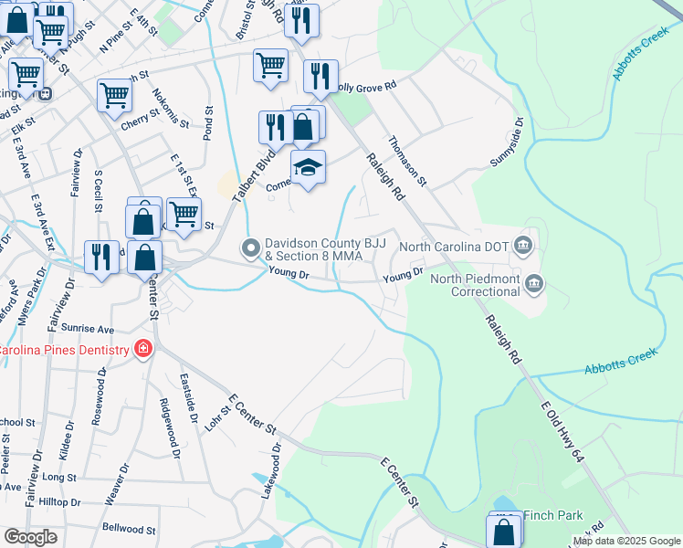 map of restaurants, bars, coffee shops, grocery stores, and more near 175 Young Drive in Lexington