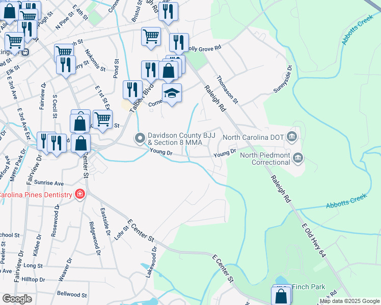 map of restaurants, bars, coffee shops, grocery stores, and more near 175 Young Drive in Lexington
