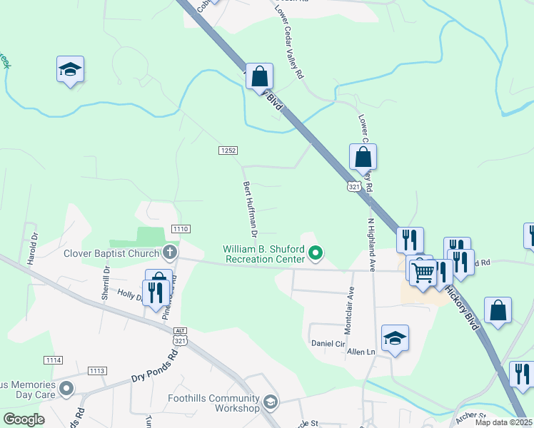 map of restaurants, bars, coffee shops, grocery stores, and more near 3341 Brooks Place in Granite Falls