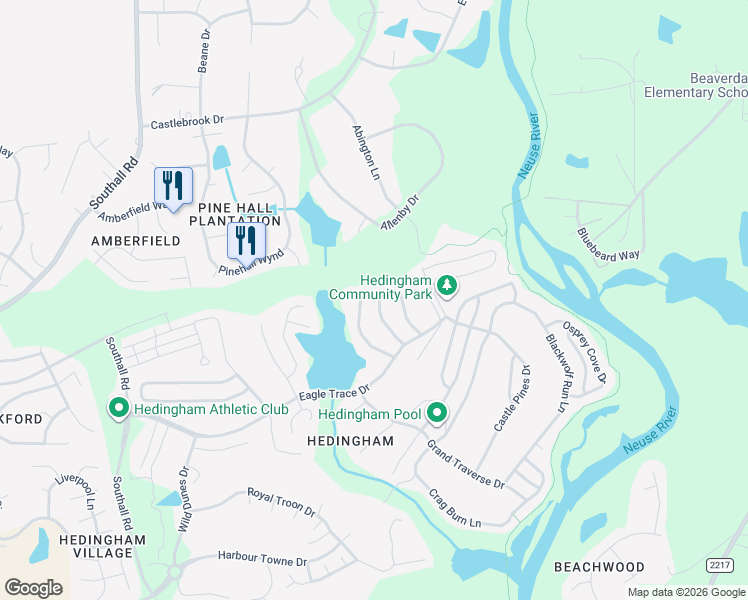map of restaurants, bars, coffee shops, grocery stores, and more near 2150 Metacomet Way in Raleigh