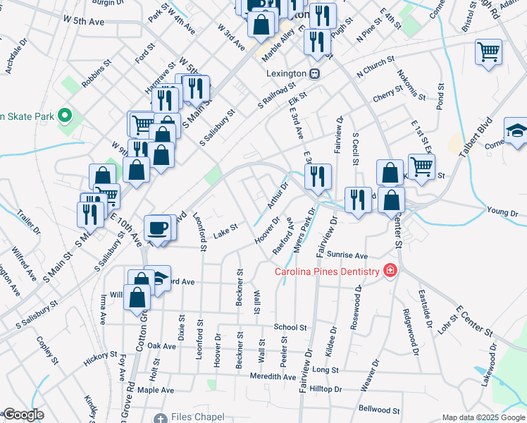 map of restaurants, bars, coffee shops, grocery stores, and more near 123 Booker Avenue in Lexington