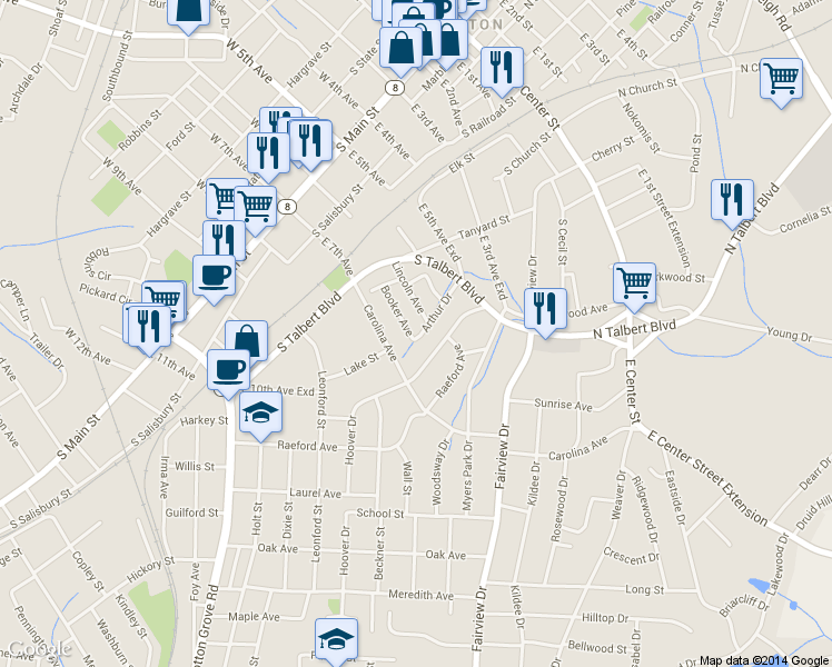 map of restaurants, bars, coffee shops, grocery stores, and more near 123 Booker Avenue in Lexington