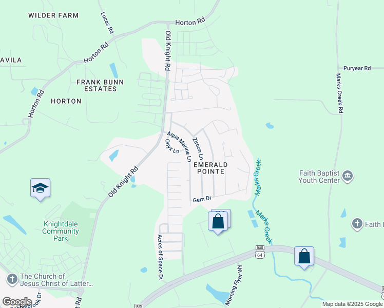 map of restaurants, bars, coffee shops, grocery stores, and more near 316 Aqua Marine Lane in Knightdale