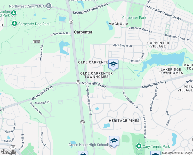 map of restaurants, bars, coffee shops, grocery stores, and more near 821 Nanny Reams Lane in Cary