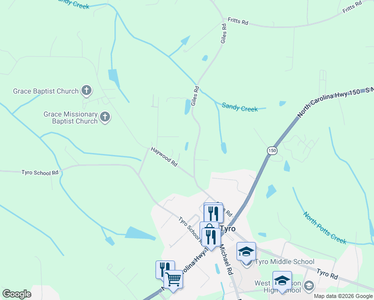 map of restaurants, bars, coffee shops, grocery stores, and more near 500 Giles Road in Lexington