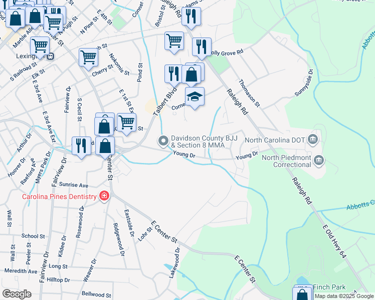 map of restaurants, bars, coffee shops, grocery stores, and more near 151 Young Drive in Lexington