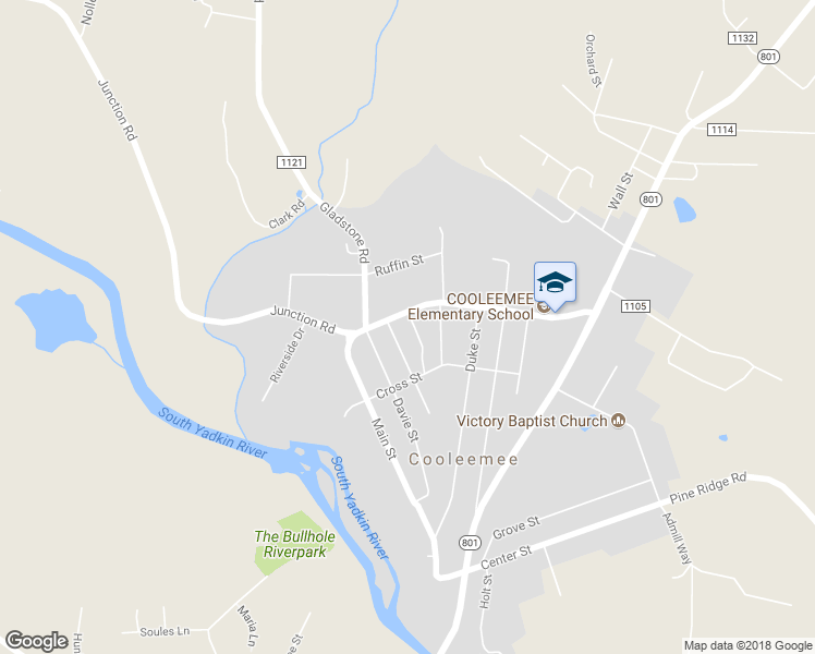 map of restaurants, bars, coffee shops, grocery stores, and more near 112 Yadkin Street in Cooleemee