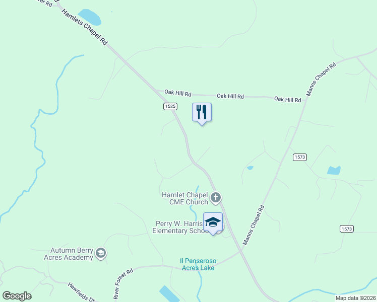 map of restaurants, bars, coffee shops, grocery stores, and more near State Road 1525 in Chatham County