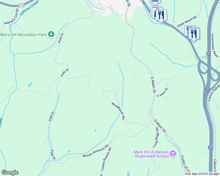 map of restaurants, bars, coffee shops, grocery stores, and more near 171 Quail Ridge Road in Mars Hill