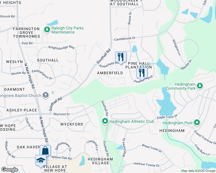 map of restaurants, bars, coffee shops, grocery stores, and more near 5008 Cupine Court in Raleigh