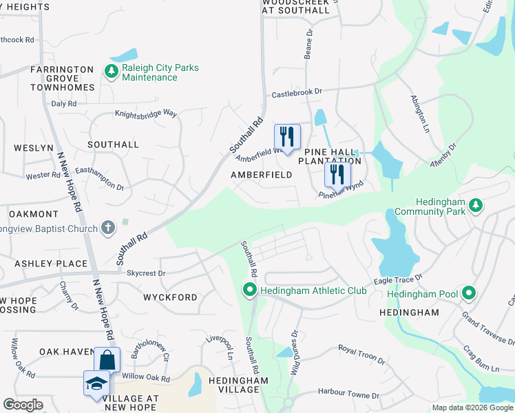 map of restaurants, bars, coffee shops, grocery stores, and more near 5008 Cupine Court in Raleigh