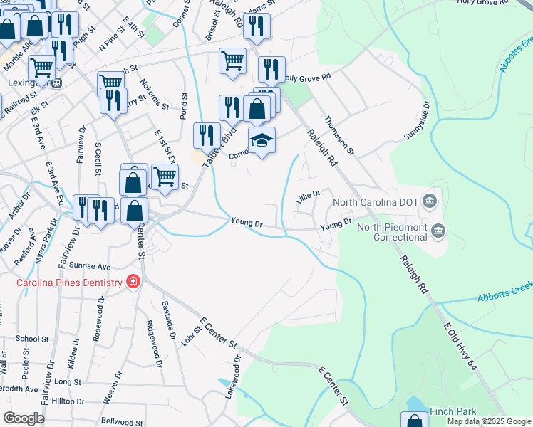 map of restaurants, bars, coffee shops, grocery stores, and more near 151 Young Drive in Lexington