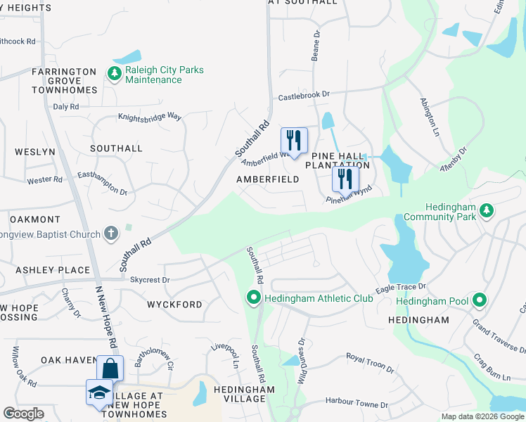 map of restaurants, bars, coffee shops, grocery stores, and more near 4928 Cupine Court in Raleigh