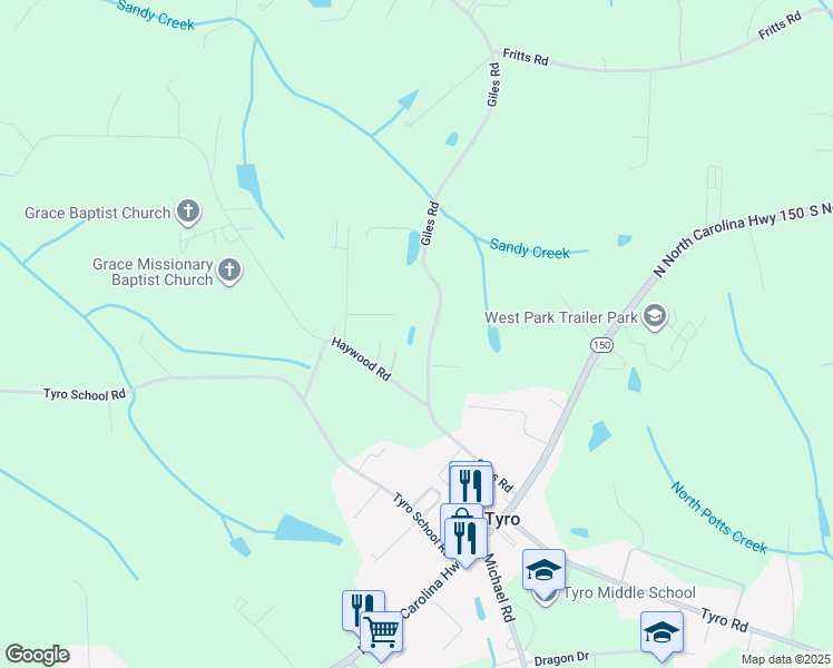 map of restaurants, bars, coffee shops, grocery stores, and more near 525 Giles Road in Lexington