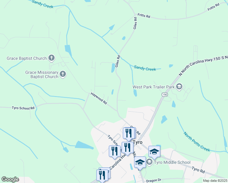 map of restaurants, bars, coffee shops, grocery stores, and more near 525 Giles Road in Lexington