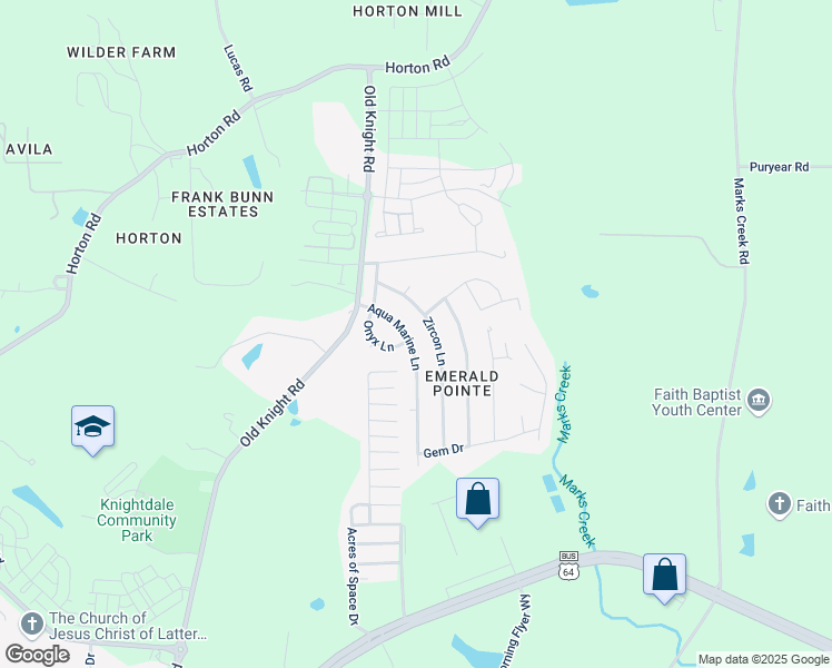 map of restaurants, bars, coffee shops, grocery stores, and more near 402 Aqua Marine Lane in Knightdale