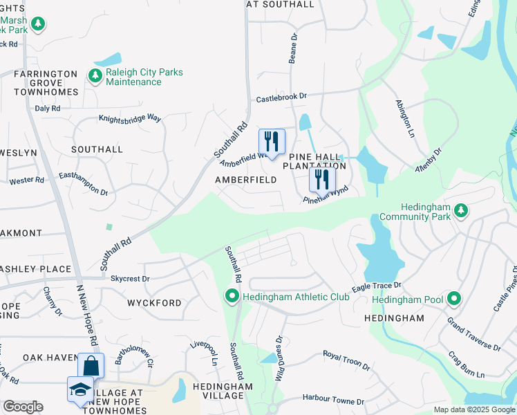 map of restaurants, bars, coffee shops, grocery stores, and more near 5016 Cupine Court in Raleigh