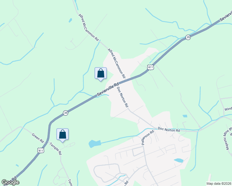 map of restaurants, bars, coffee shops, grocery stores, and more near 111 Doc Norton Road in Maryville