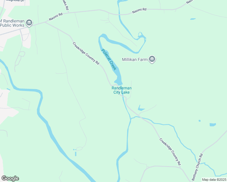 map of restaurants, bars, coffee shops, grocery stores, and more near 3609 Creekridge Country Road in Randleman