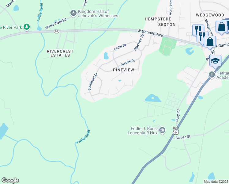 map of restaurants, bars, coffee shops, grocery stores, and more near 1230 Banjo Drive in Zebulon