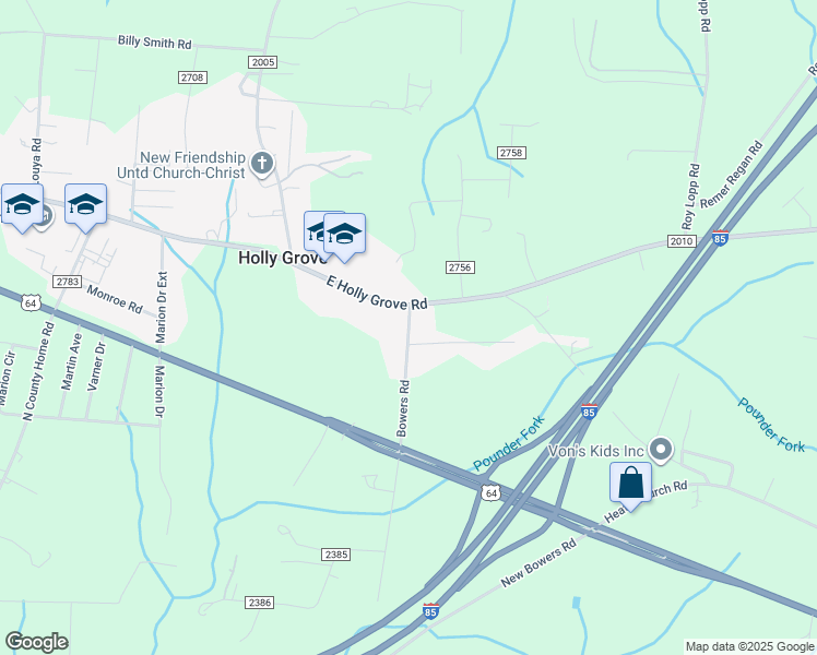 map of restaurants, bars, coffee shops, grocery stores, and more near 188 Bowers Road in Lexington