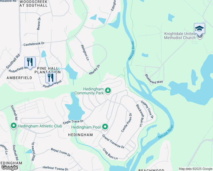 map of restaurants, bars, coffee shops, grocery stores, and more near 2469 Sapphire Valley Drive in Raleigh