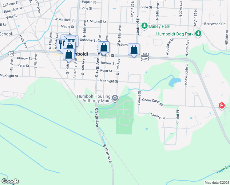 map of restaurants, bars, coffee shops, grocery stores, and more near 1816 Kay Street in Humboldt