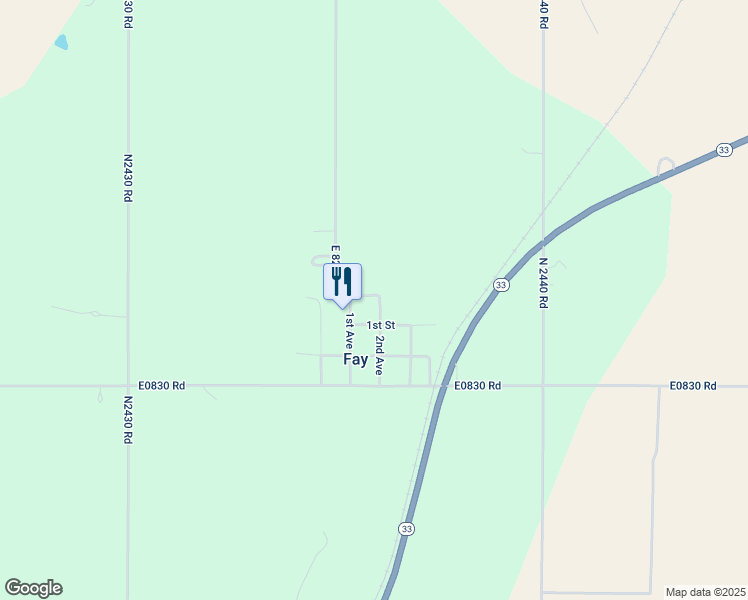 map of restaurants, bars, coffee shops, grocery stores, and more near 82805 1st Avenue in Fay