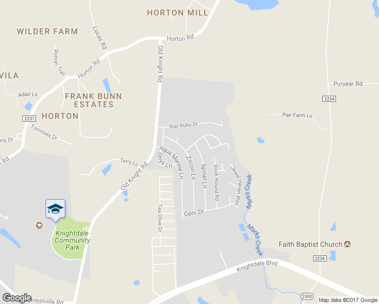 map of restaurants, bars, coffee shops, grocery stores, and more near 509 Morganite Court in Knightdale