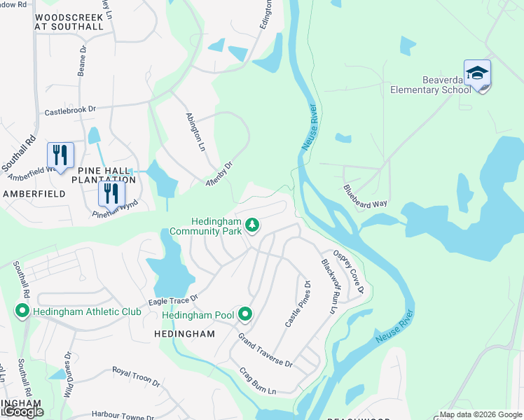 map of restaurants, bars, coffee shops, grocery stores, and more near 2445 Sapphire Valley Drive in Raleigh