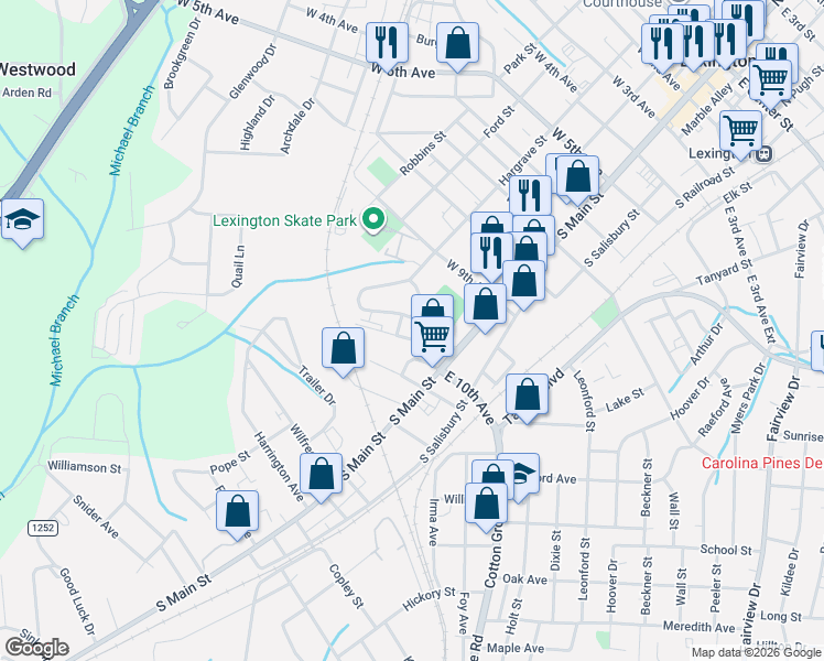 map of restaurants, bars, coffee shops, grocery stores, and more near 10 Pickard Circle in Lexington