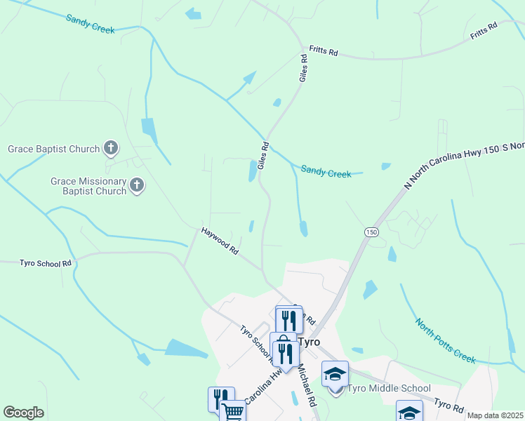 map of restaurants, bars, coffee shops, grocery stores, and more near 585 Giles Road in Lexington