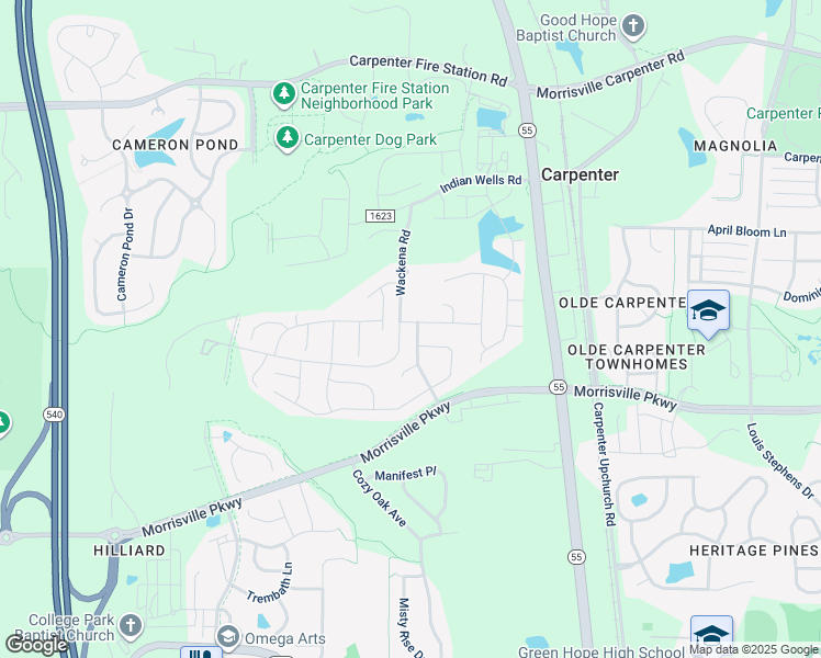 map of restaurants, bars, coffee shops, grocery stores, and more near 953 Sedgefield Park Lane in Cary