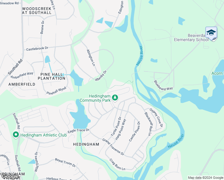 map of restaurants, bars, coffee shops, grocery stores, and more near 2472 Sapphire Valley Drive in Raleigh