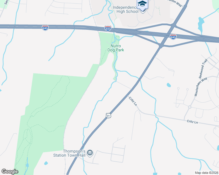 map of restaurants, bars, coffee shops, grocery stores, and more near 4561 Columbia Pike in Thompson's Station