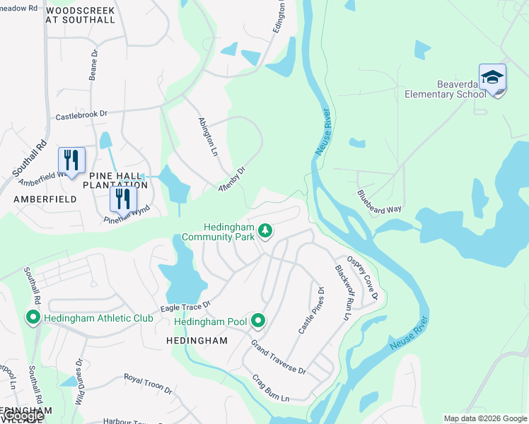 map of restaurants, bars, coffee shops, grocery stores, and more near 2445 Sapphire Valley Drive in Raleigh