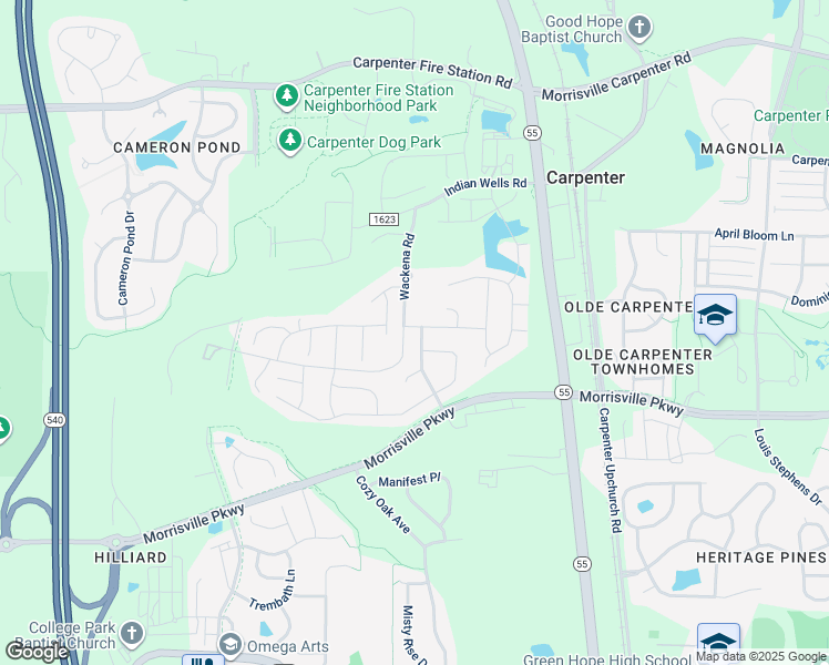 map of restaurants, bars, coffee shops, grocery stores, and more near 953 Sedgefield Park Lane in Cary