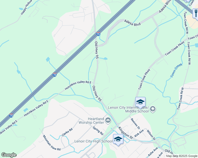 map of restaurants, bars, coffee shops, grocery stores, and more near 1716 Old Highway 95 in Lenoir City