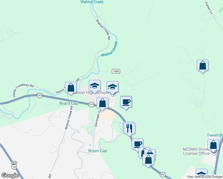 map of restaurants, bars, coffee shops, grocery stores, and more near 230 Dogwood Dr in Marshall