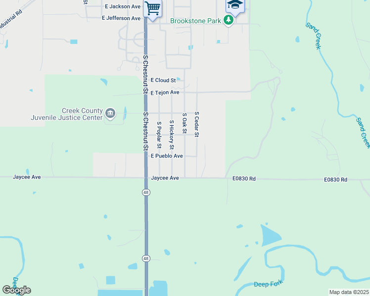 map of restaurants, bars, coffee shops, grocery stores, and more near 1635 South Oak Street in Bristow