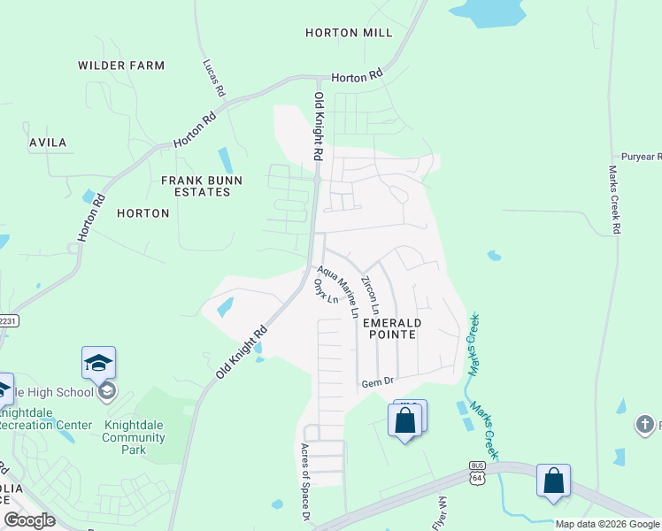 map of restaurants, bars, coffee shops, grocery stores, and more near 412 Aqua Marine Lane in Knightdale