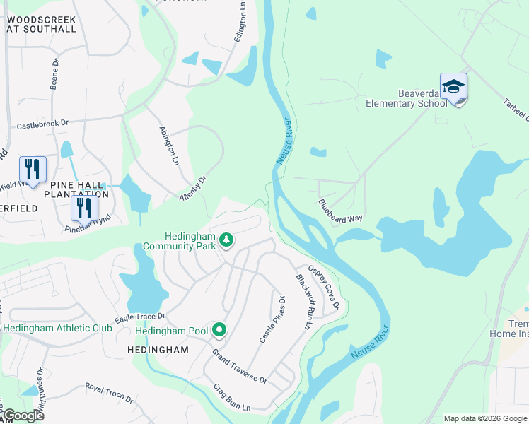 map of restaurants, bars, coffee shops, grocery stores, and more near 2376 Sapphire Valley Drive in Raleigh