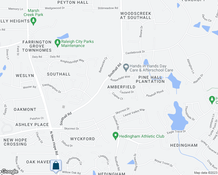 map of restaurants, bars, coffee shops, grocery stores, and more near 4805 Hodfield Court in Raleigh