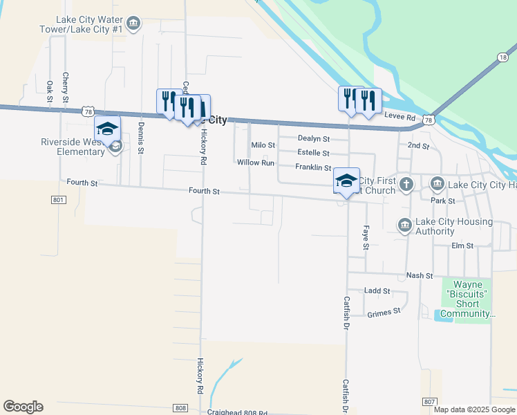 map of restaurants, bars, coffee shops, grocery stores, and more near 1210 Fourth Street in Lake City